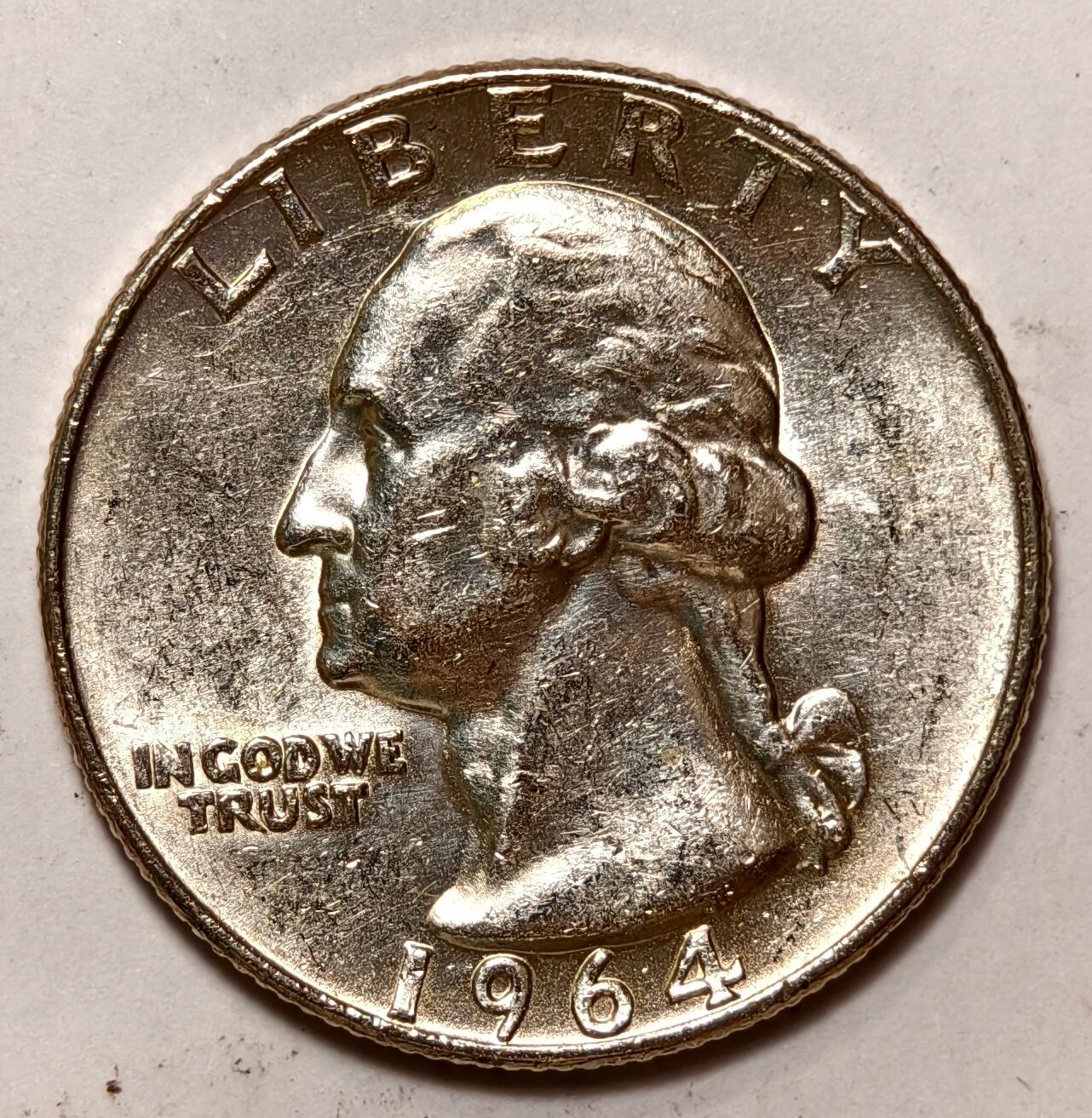 紫瑗钱币——第396期拍卖 美国 1964年 D版 华盛顿 25美分 6.25克 0.9银