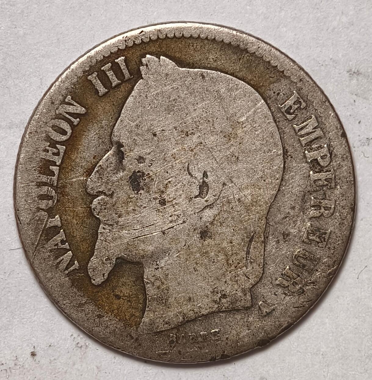 紫瑗钱币——第396期拍卖 法国 拿破仑三世 1法郎 5克 0.835银