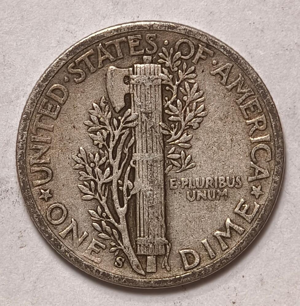 紫瑗钱币——第396期拍卖 美国 1944年 S版 墨丘比利 小飞侠 10美分 2.5克 0.9银