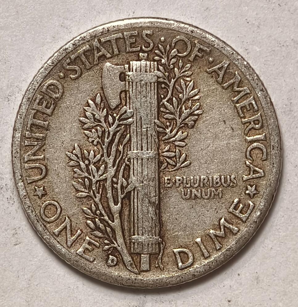 紫瑗钱币——第396期拍卖 美国 1943年 D版 墨丘比利 小飞侠 10美分 2.5克 0.9银