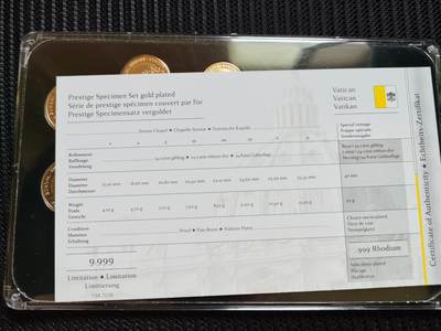 道一币馆币章第八十三场 - 原盒证 梵蒂冈2013年24K镀金欧元样币八枚+纪念章-1