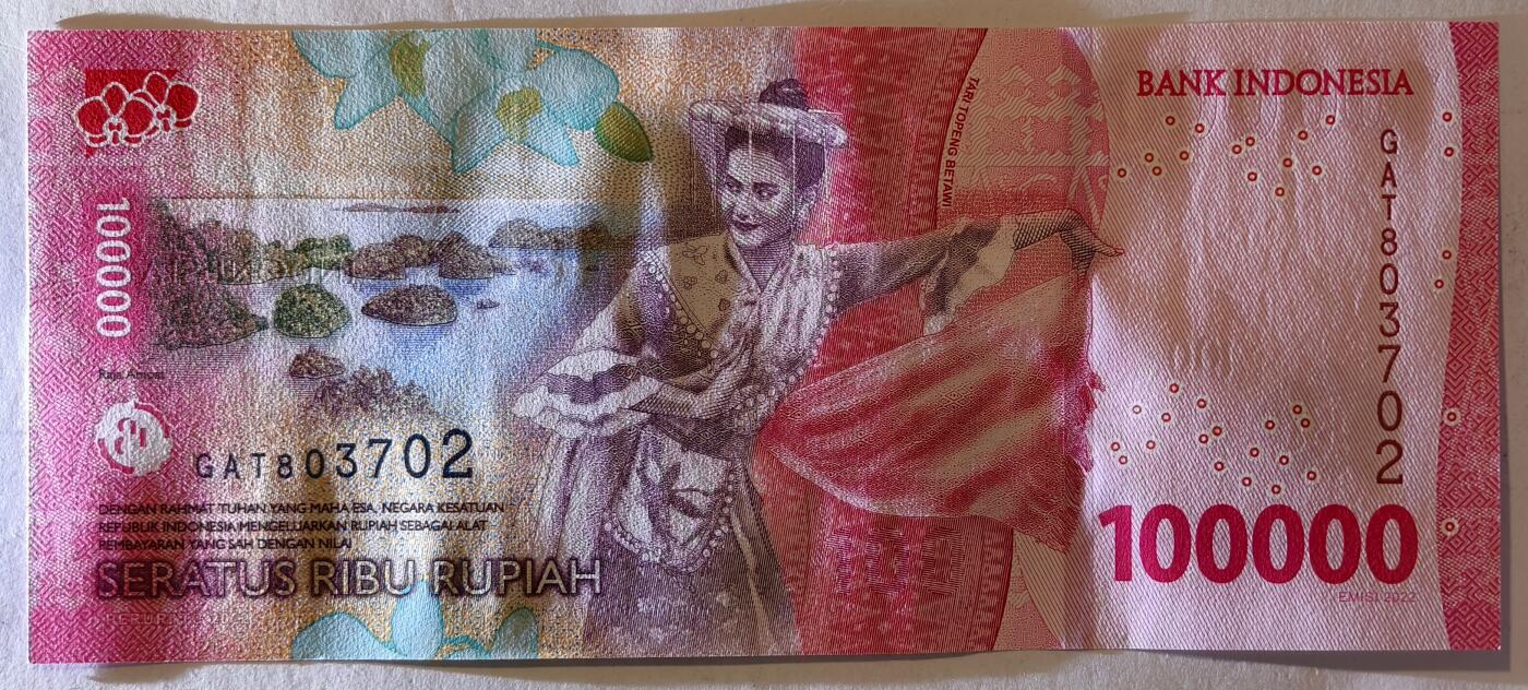 紫瑗钱币——第409期—纸币场 印度尼西亚 2022年 苏加诺和穆罕默德·哈达 100000卢比 UNC