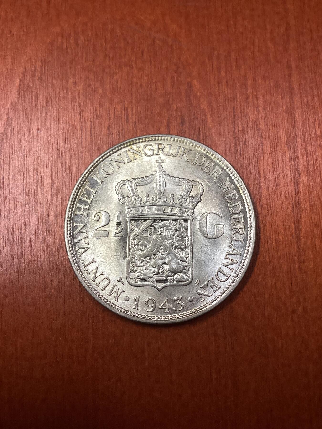 长老汇龙年精选第十五场拍卖 1943荷属东印度群岛威廉明娜2.5盾银币