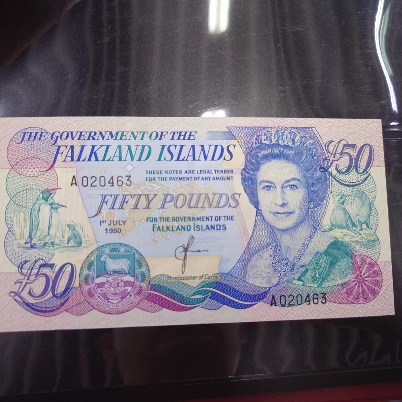 【世界钱币】精选微拍第122期暨2024年第33期  旧货新卖 1990年福克兰群岛50镑 全新绝品尾号463