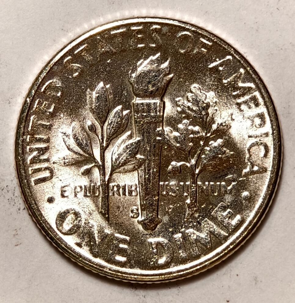 紫瑗钱币——第396期拍卖 美国 1955年 S版 罗斯福 10美分 2.5克 0.9银 BU 可评级