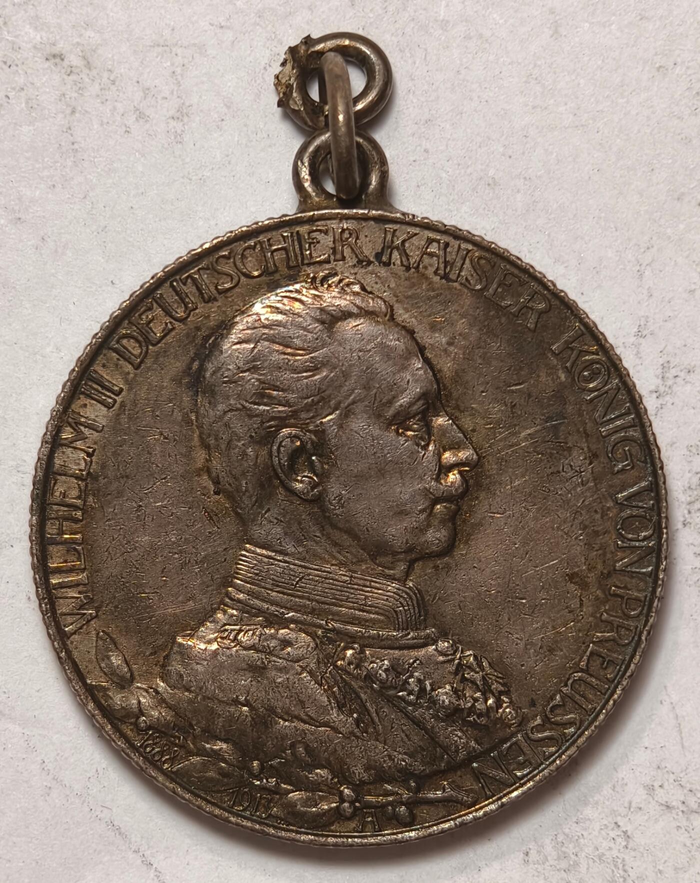 紫瑗钱币——第396期拍卖 德国 普鲁士 1913年 A版 威廉二世军装版 长翅 3马克 吊坠