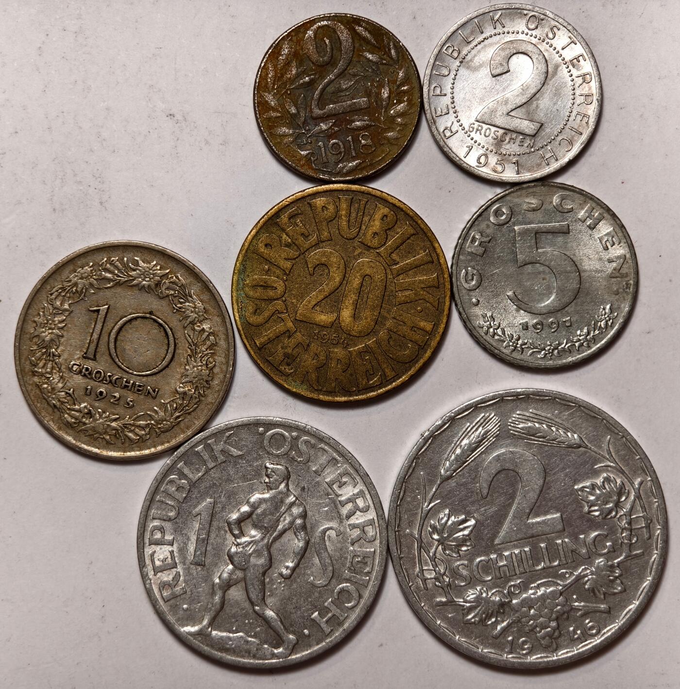 紫瑗钱币——第396期拍卖 奥地利 格罗森铝币 7枚