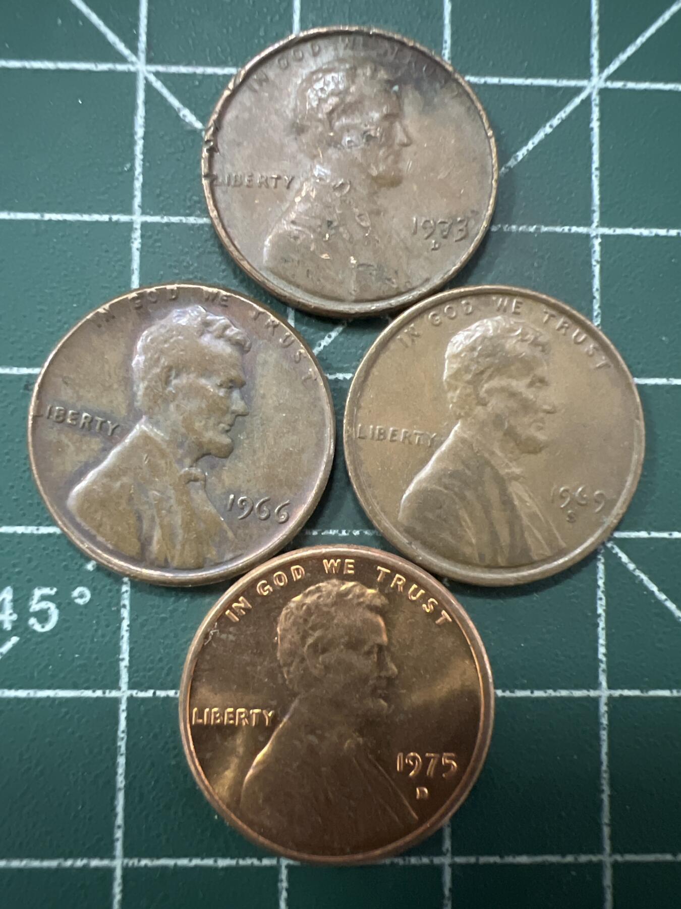 第668期 硬币专场 （无押金，捡漏，全场50包邮，偏远地区除外，接收代拍业务，本店十天发一次货） 美国一美分 4枚