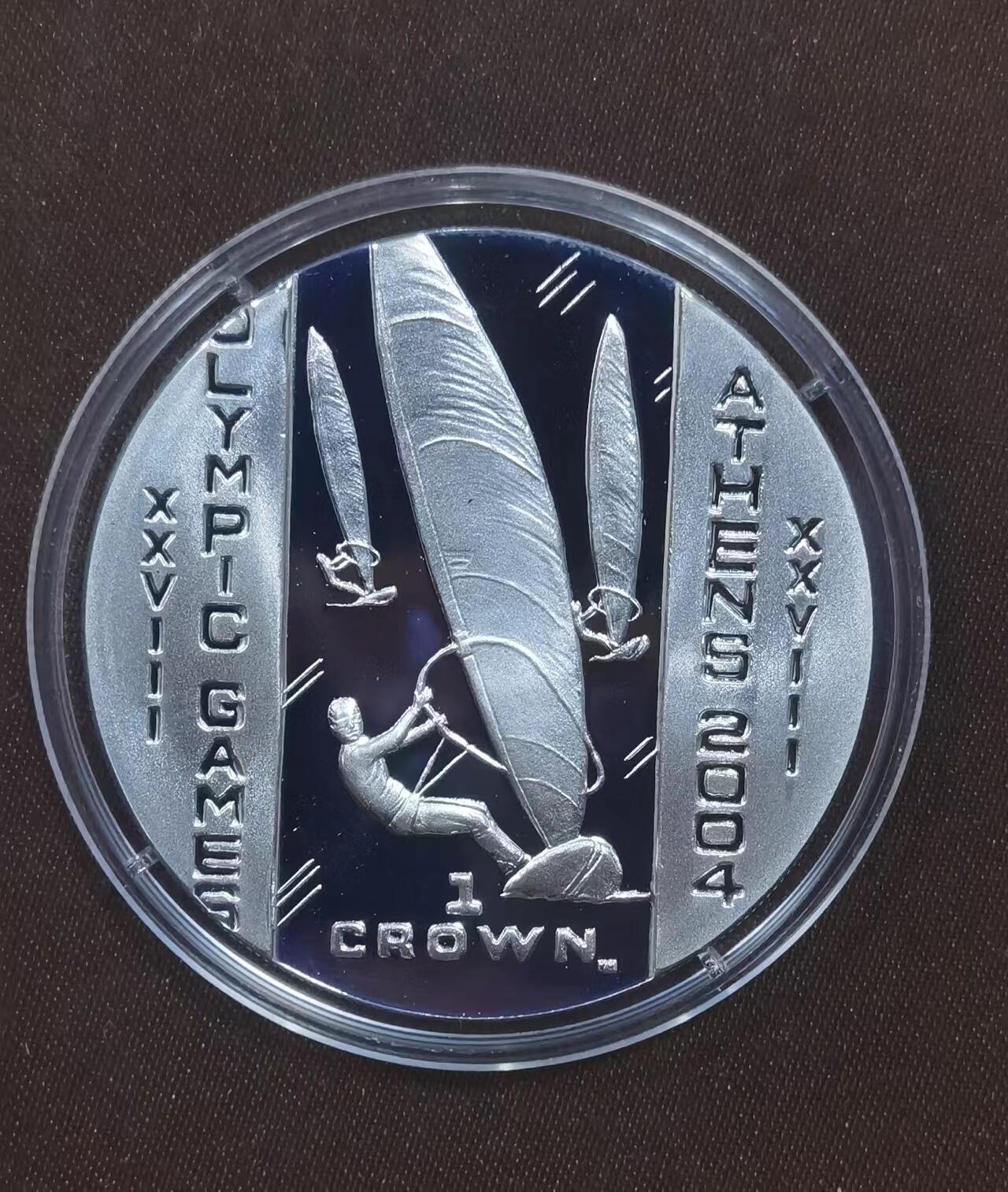 北京马甸外国币专卖微拍第124期，外国金银币专场，陆续上新，欢迎关注  2003年马恩岛纪念雅典奥运会精制银币重28.3克成色925