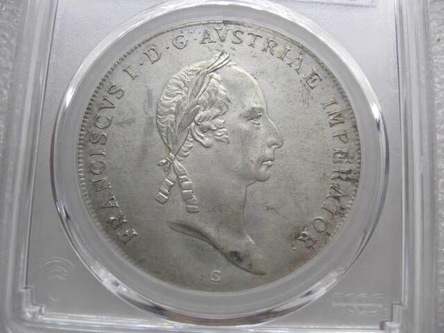 PCGS-AU92奥地利1827年C版弗朗茨约瑟夫一世1泰勒克朗银币