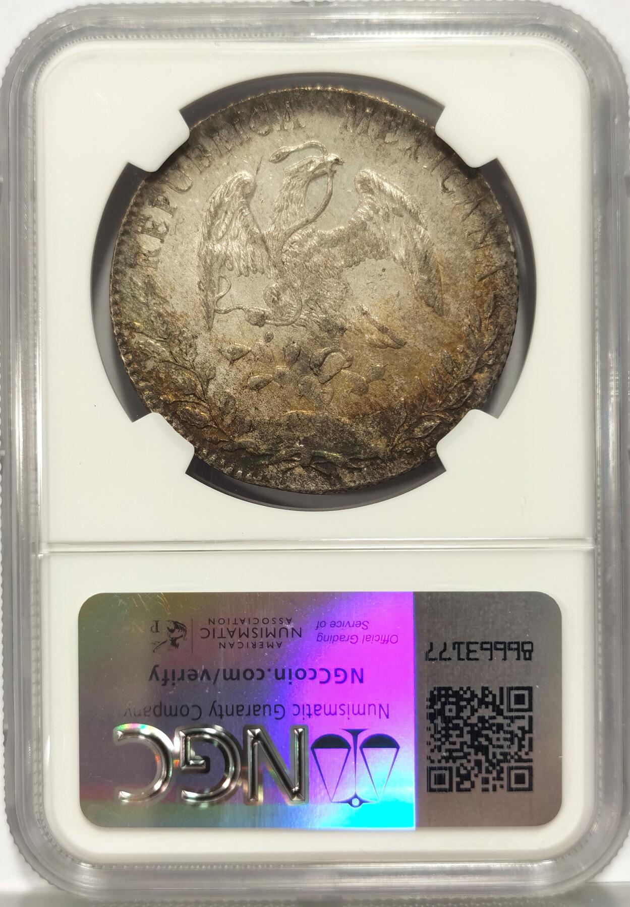 博洋堂世界钱币拍卖第086期（全场包邮） NGC MS61 墨西哥1896/1年GO/AS RS/ML花边鹰洋，罕见年份、厂别、鉴定师三骑字版，原味月芽彩包浆，收藏首选