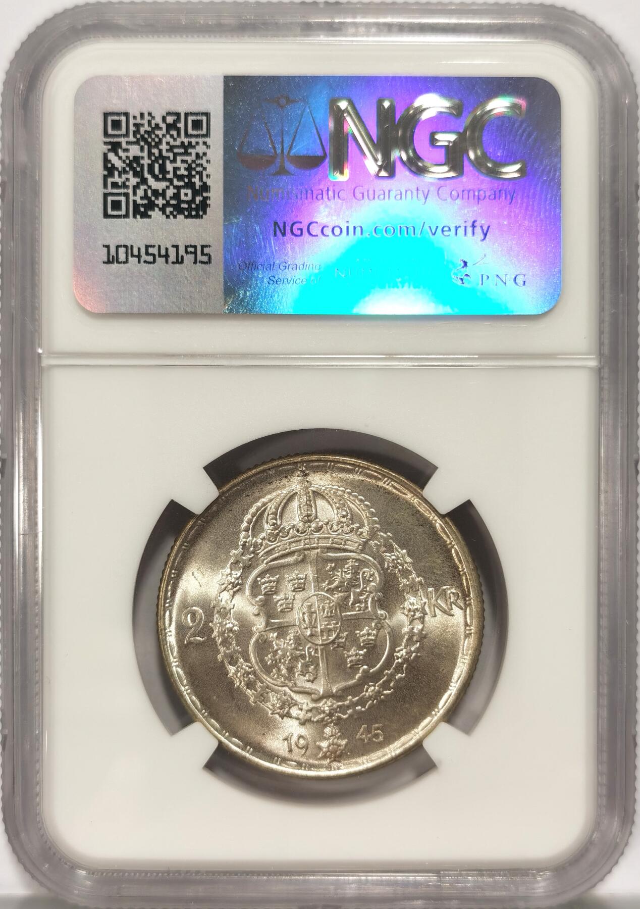博洋堂世界钱币拍卖第086期（全场包邮） NGC MS65 瑞典1945年古斯塔夫五世2K银币冠军分