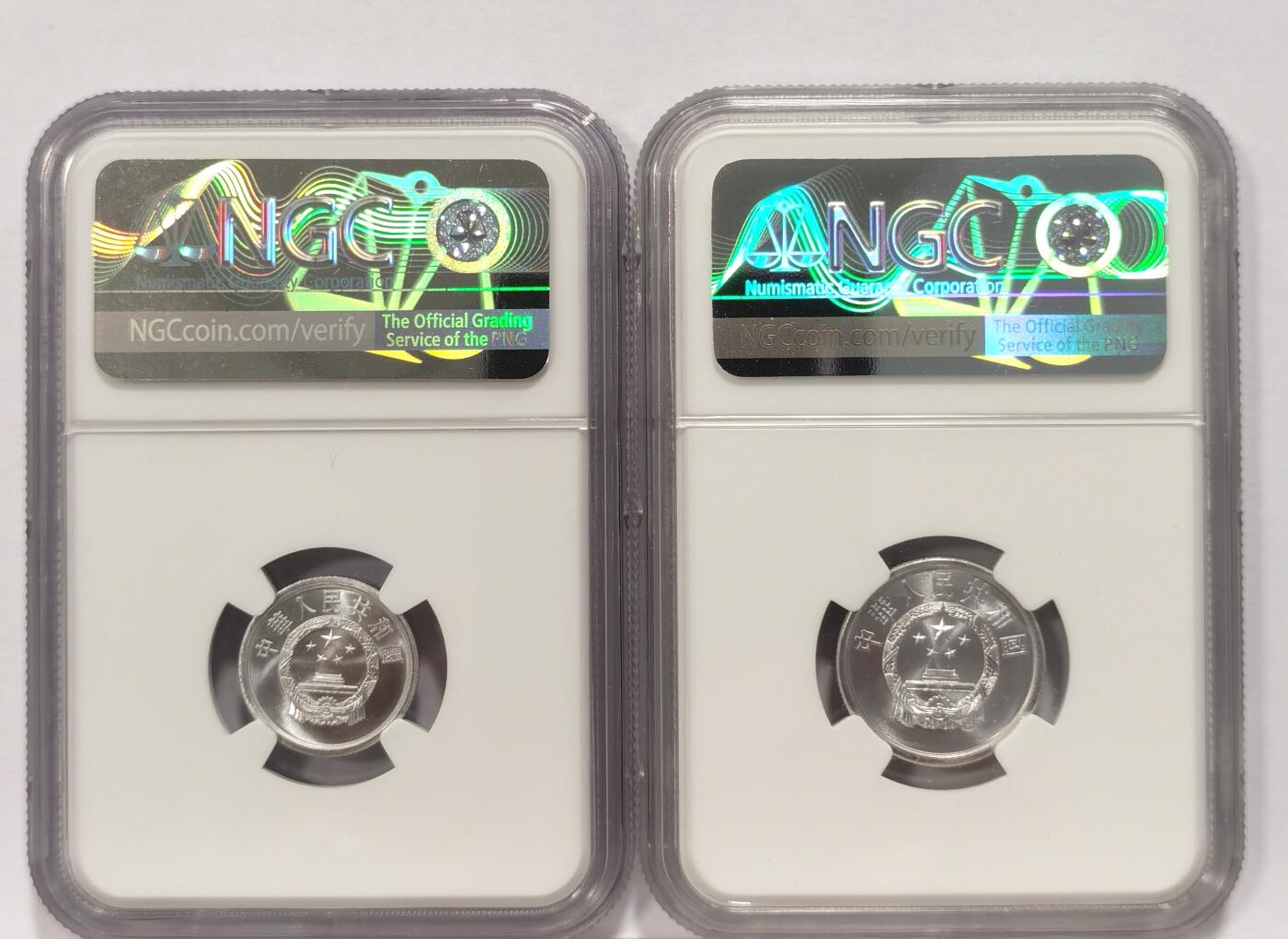 博洋堂世界钱币拍卖第086期（全场包邮） NGC MS68 中华人民共和国1964年壹分和贰分 高分状态