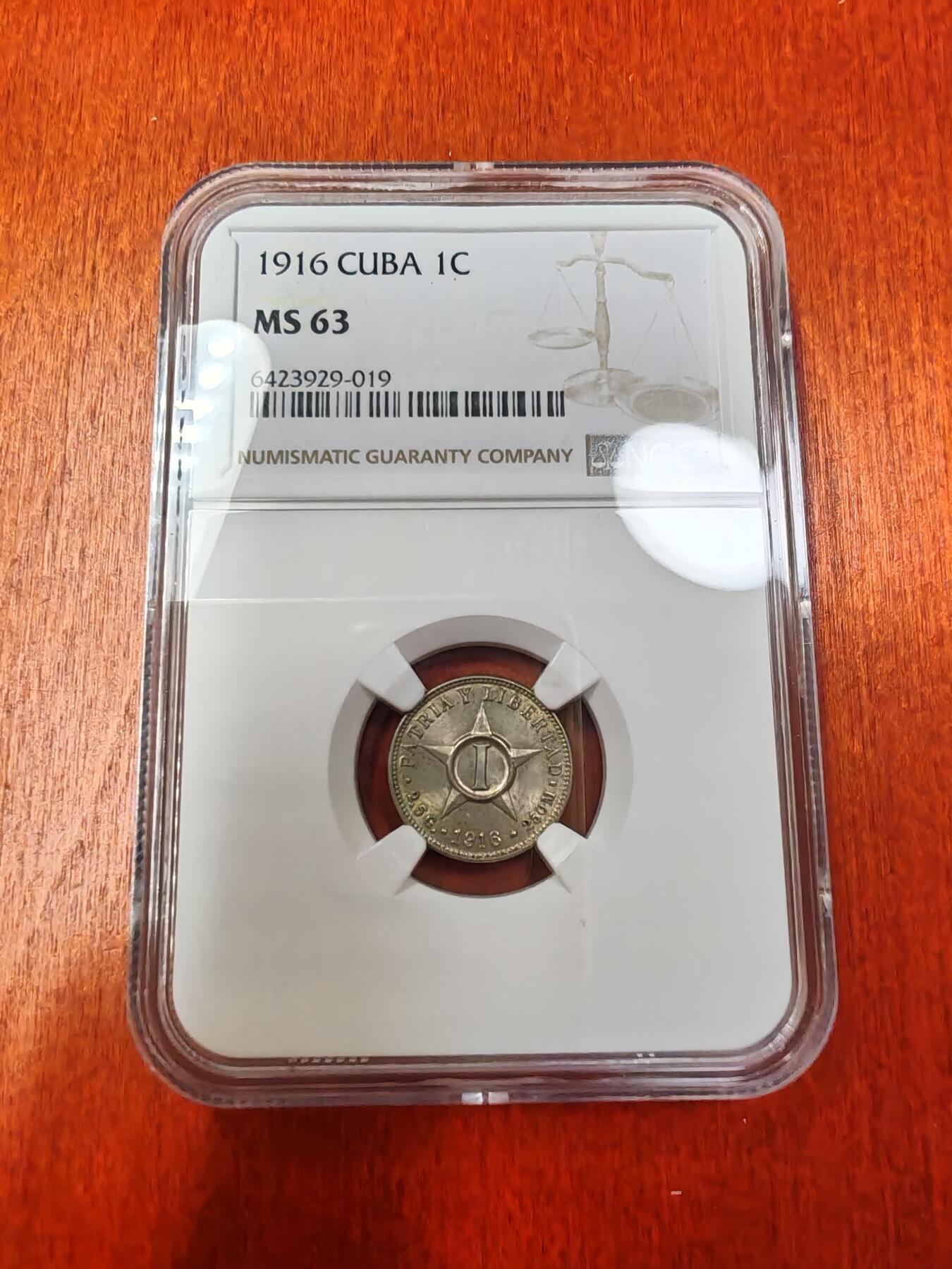 长老汇龙年精选第十五场拍卖 1916 古巴1分铜镍币，NGC MS63