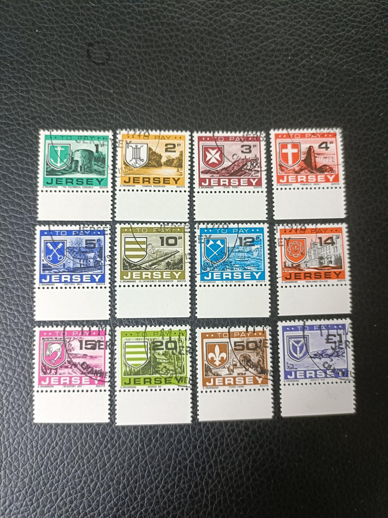 56外国邮票  泽西岛邮票 1978 欠资邮票 风光和名胜 12全 销票
