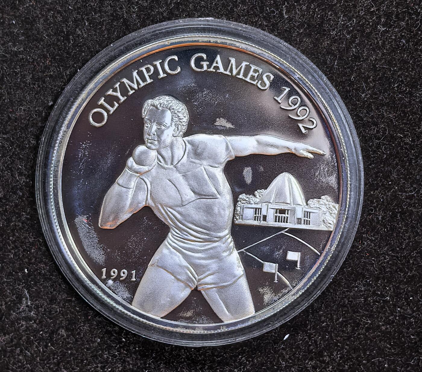 北京马甸外国币专卖微拍第124期，外国金银币专场，陆续上新，欢迎关注 1991年西萨摩亚纪念巴塞罗那奥运会精制银币，重31.5克，925银