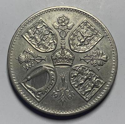 文馨钱币收藏第 152 场，各国老铜币，纪念币专场，10 件包邮 - 1960 年英国 5 先令
