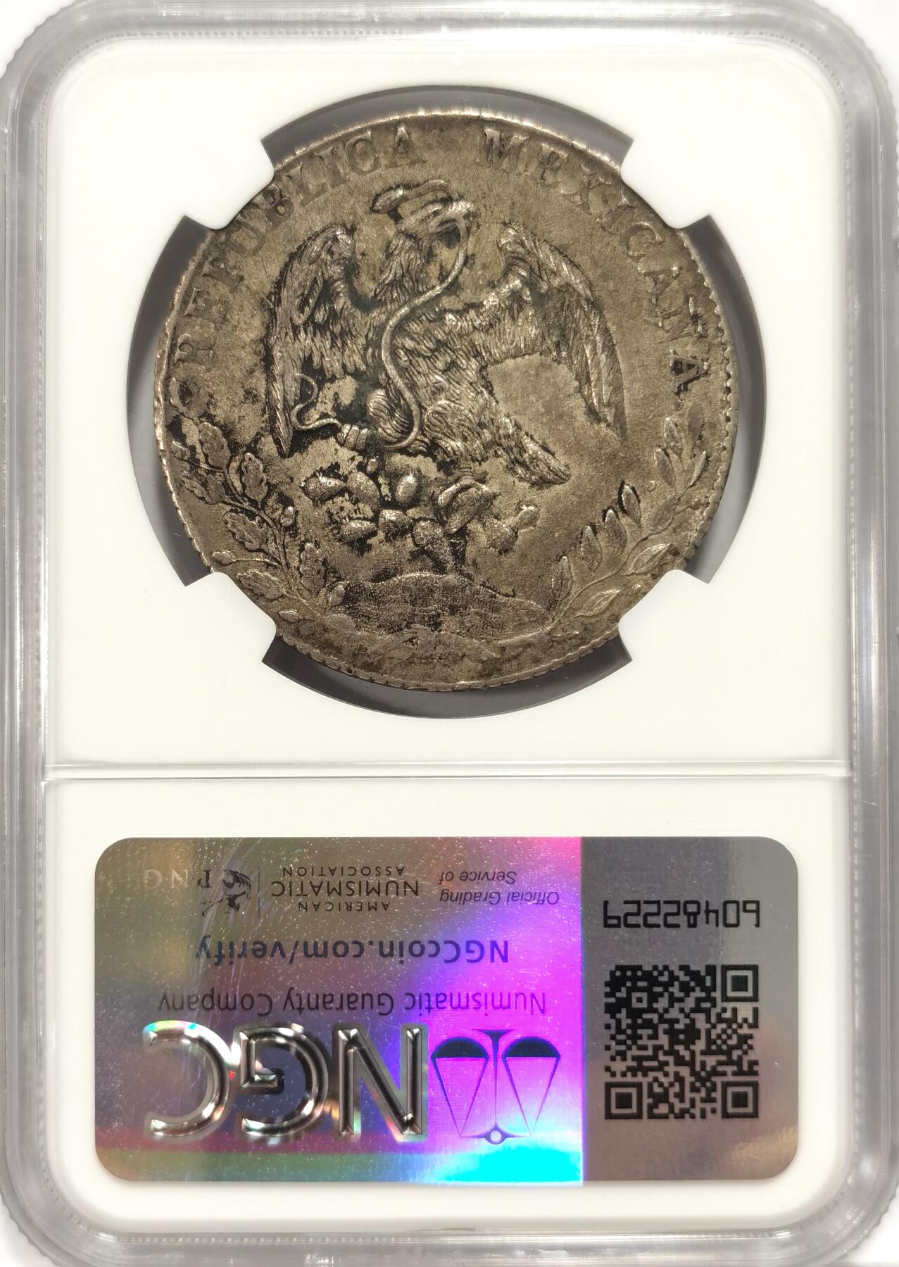 博洋堂世界钱币拍卖第086期（全场包邮） NGC AU 墨西哥1889年Zs FZ版花边鹰洋，原味墨印