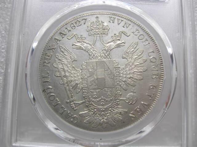 PCGS-AU92奥地利1827年C版弗朗茨约瑟夫一世1泰勒克朗银币
