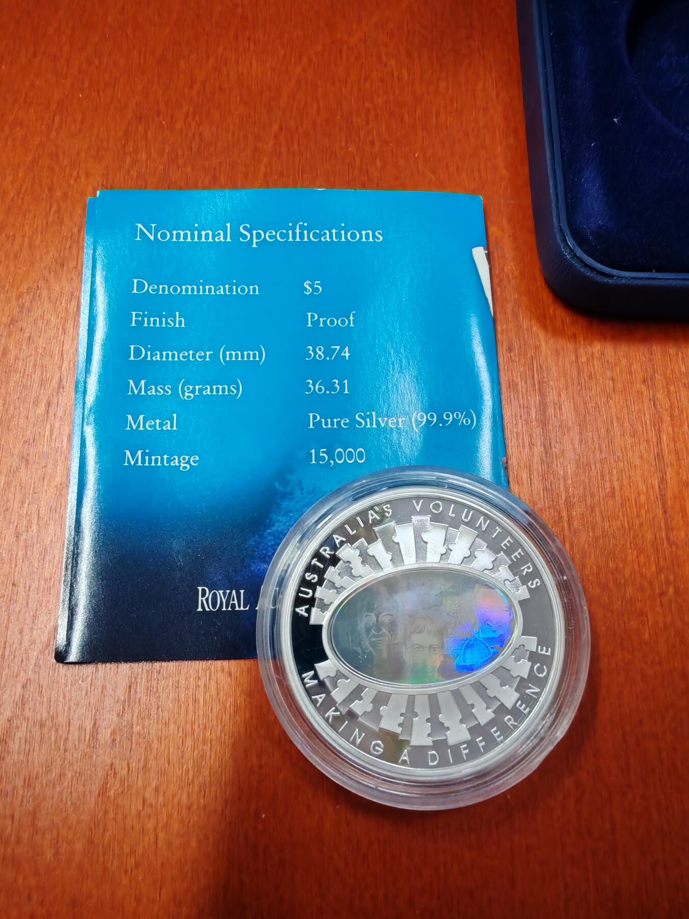长老汇龙年精选第十五场拍卖 2003澳大利亚志愿者5澳元全系精制银币，盒证全