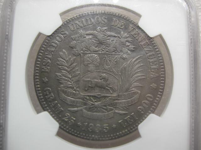 NGC-AU50委内瑞拉1935年5玻利瓦尔克朗银币