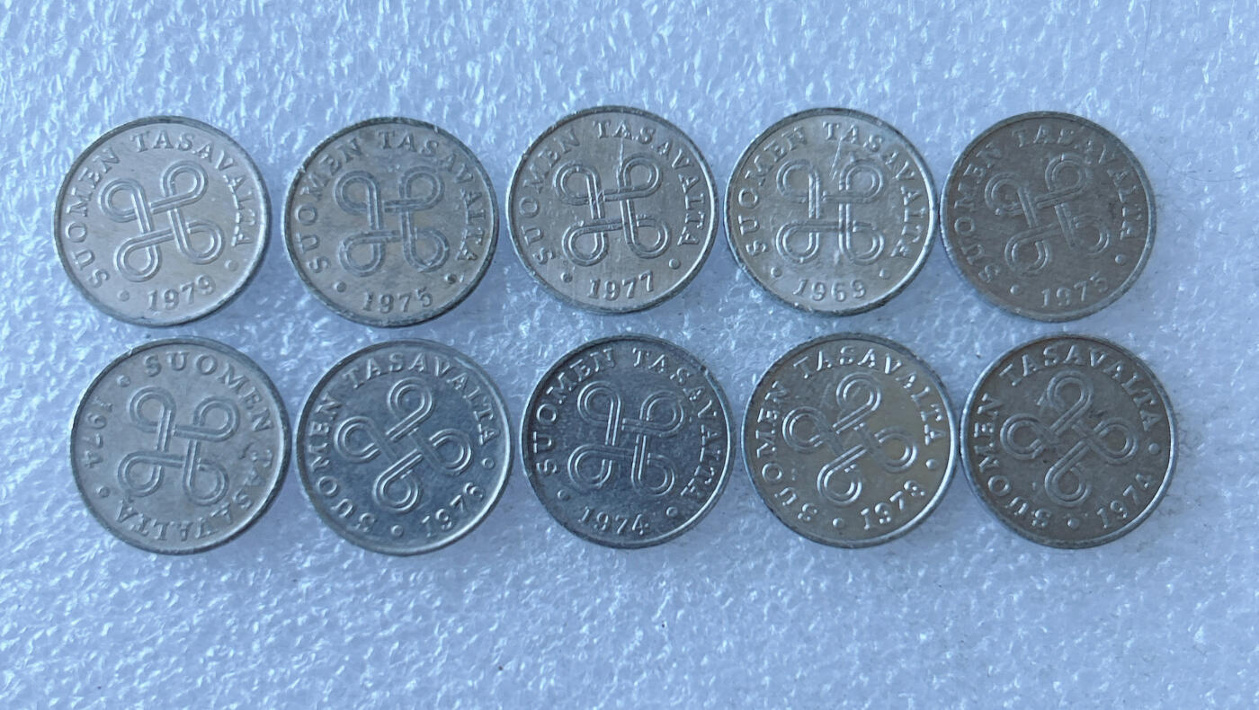 第一海外回流一元起拍收藏 散币专场 第105期 芬兰1芬尼铝币 10枚