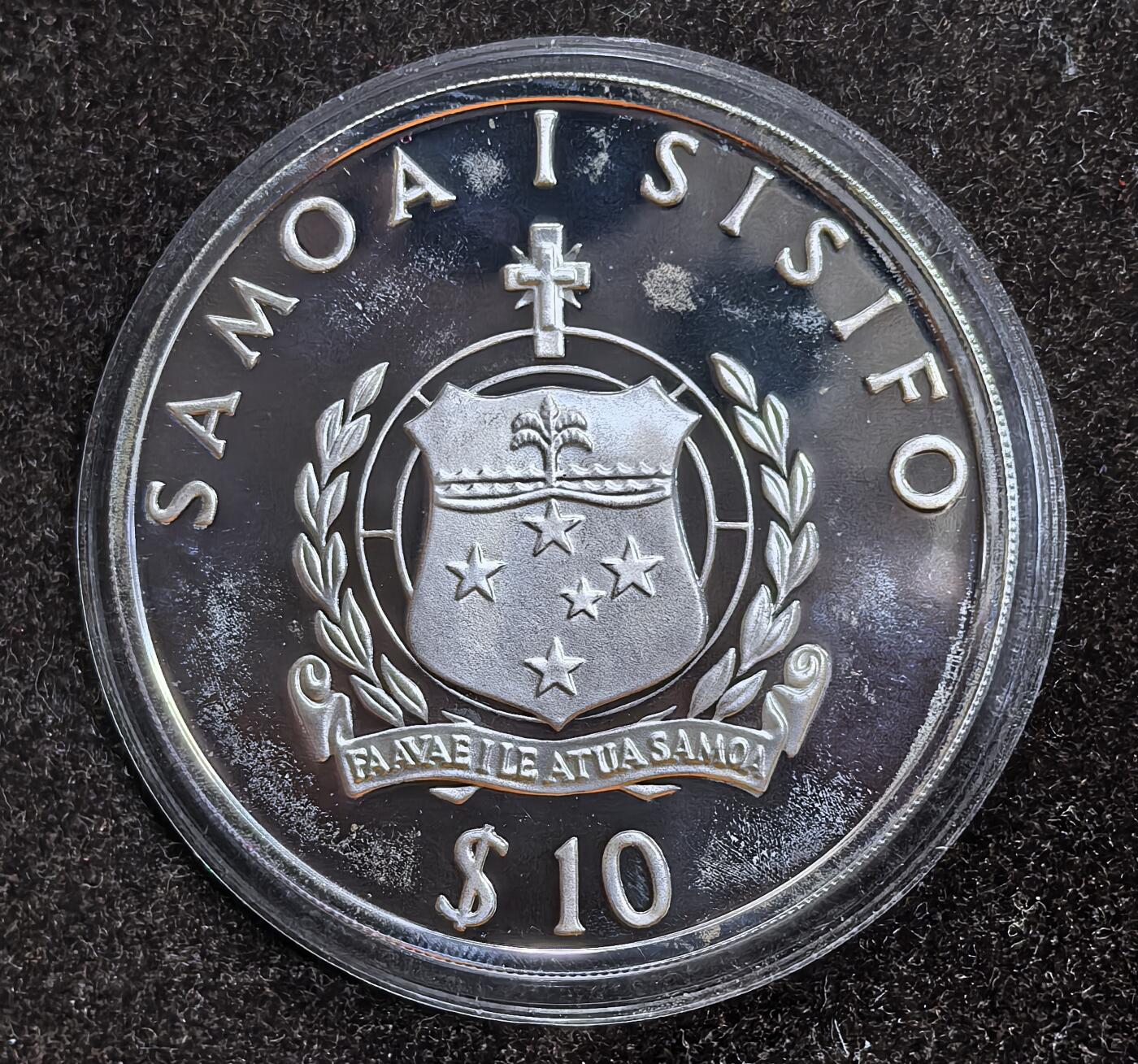 北京马甸外国币专卖微拍第124期，外国金银币专场，陆续上新，欢迎关注 1991年西萨摩亚纪念巴塞罗那奥运会精制银币，重31.5克，925银