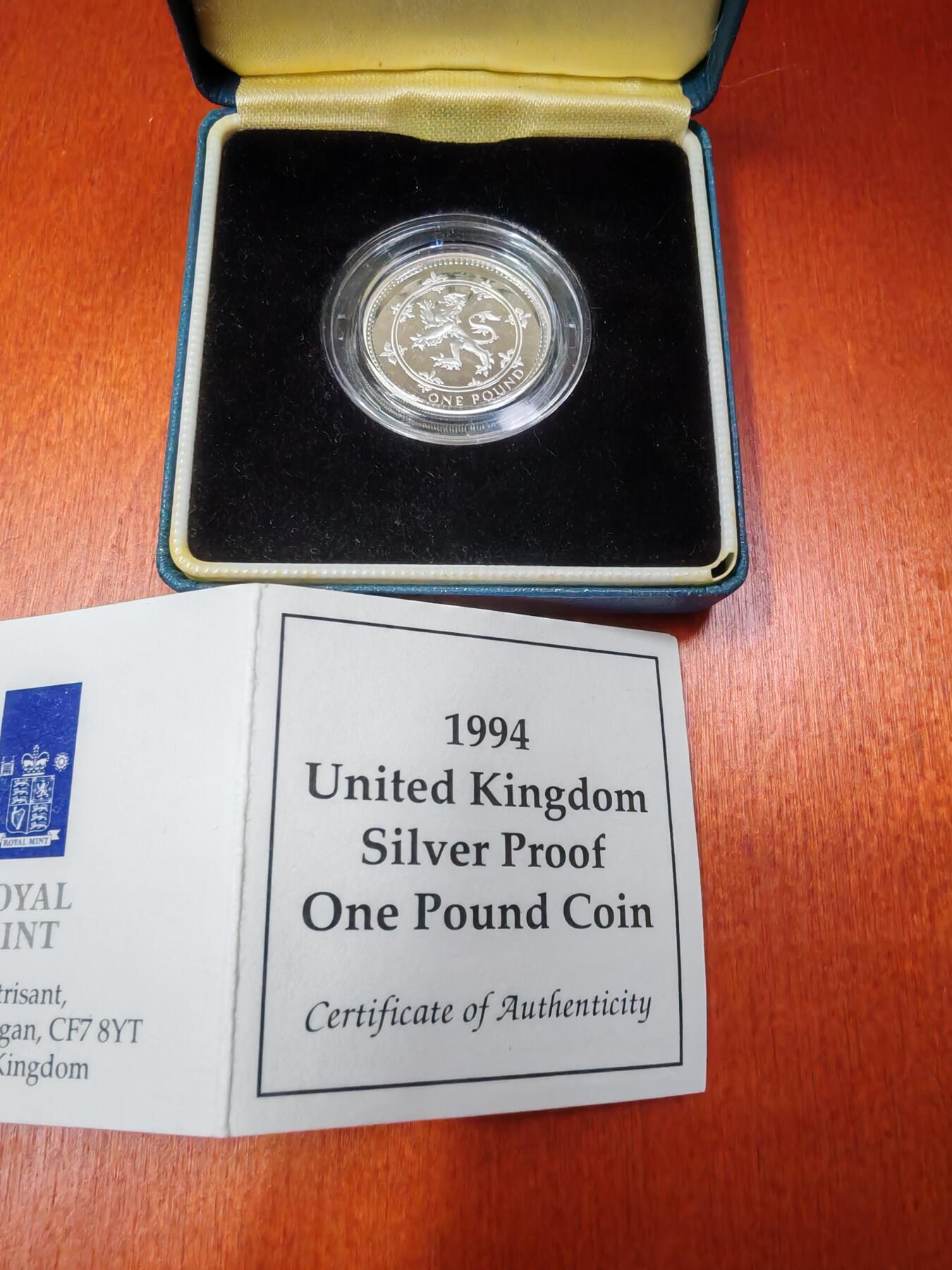 长老汇龙年精选第十五场拍卖 1994英国苏格兰狮子1英镑精制银币，盒证全