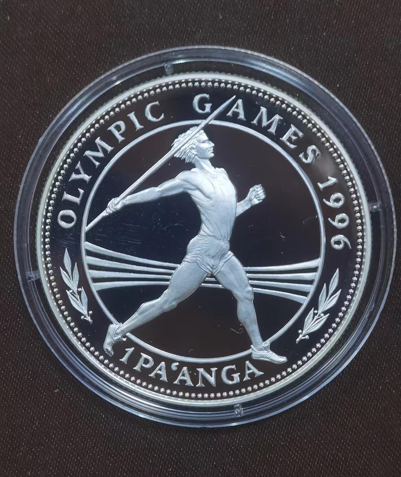 北京马甸外国币专卖微拍第124期，外国金银币专场，陆续上新，欢迎关注 1994年汤加发行亚特兰大奥运会精制纪念银币重1盎司，