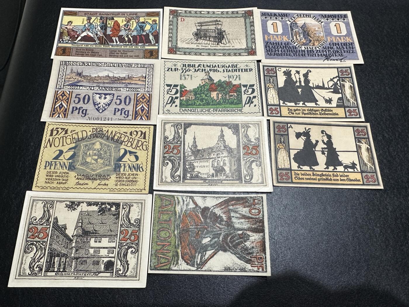 外中纸币专场240801第七场 德国紧急状态纸币，11张一起，基本全新。