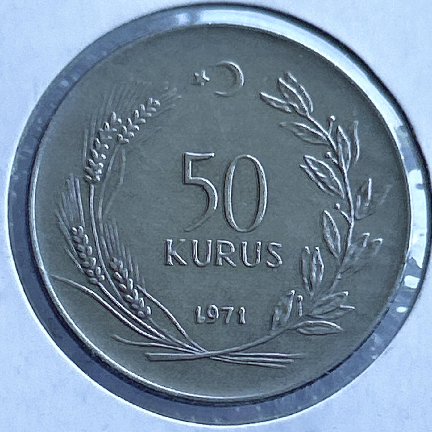 第一海外回流一元起拍收藏 散币专场 第107期 土耳其1971年50库鲁不锈钢硬币 民族女性