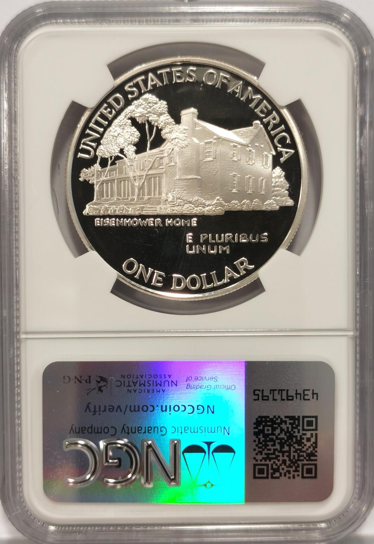 博洋堂世界钱币拍卖第086期（全场包邮） 美国1990年艾森豪威尔诞辰一百周年1美元精制银币NGC-PF69UC，原汁原味老包浆，币面清爽干净又漂亮