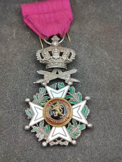 全场0元起拍 第179期 咸鱼国勋章拍卖专场 8月4日（周日）下午6：00开始 - 比利时 带剑军事版奥利波德勋章 银制