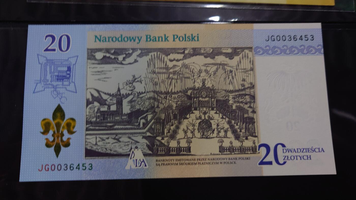 【世界钱币】精选微拍第122期暨2024年第33期  旧货新卖 2017年波兰20兹罗提 纪念钞 全新绝品尾号453(裸钞无册)