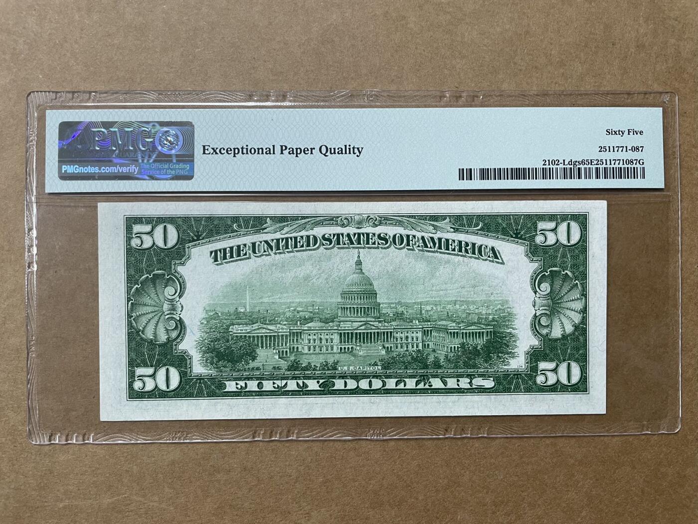 美国1934年50元 旧金山联储分行发行 PMG65EPQ