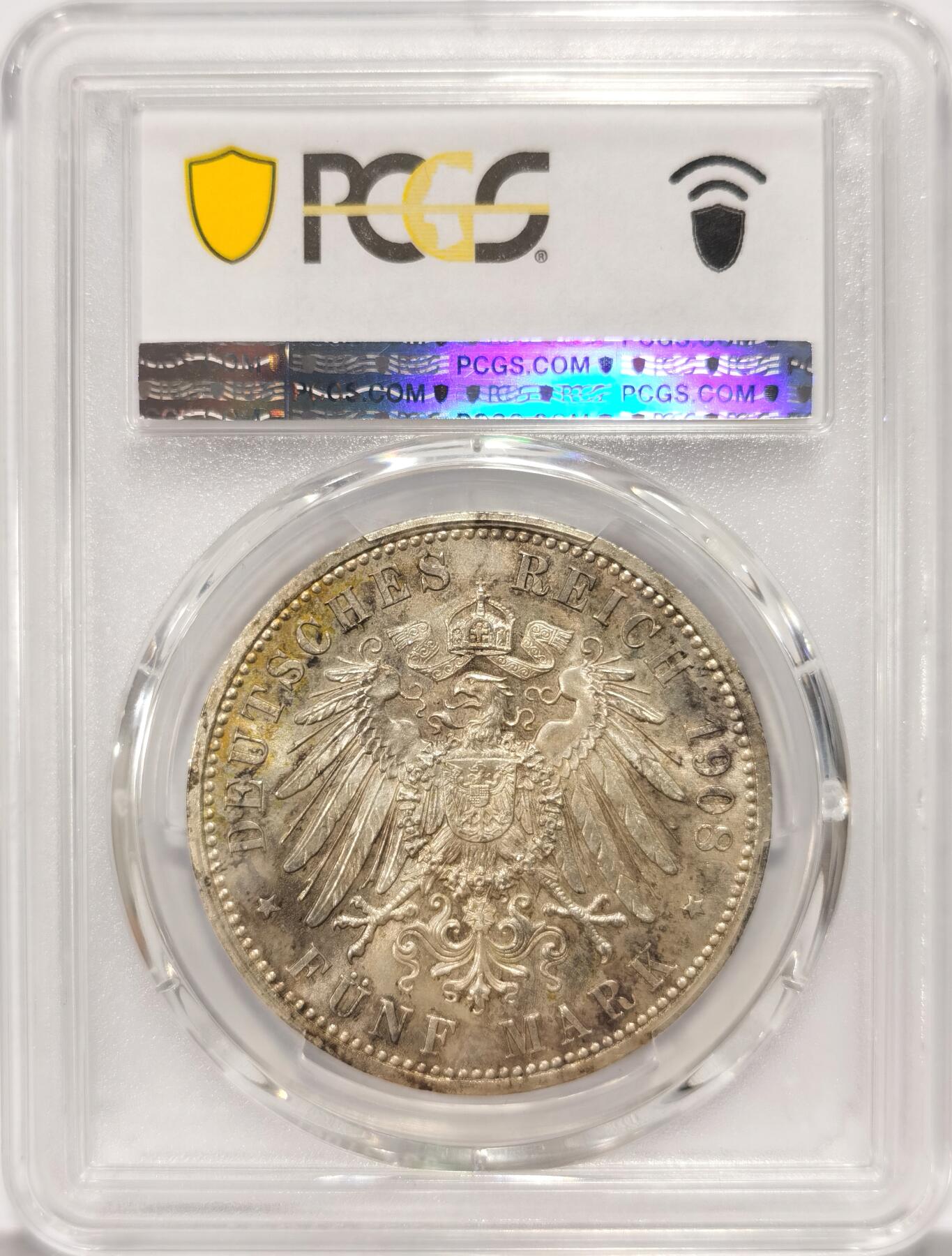 博洋堂世界钱币拍卖第086期（全场包邮） PCGS MS65 德国萨克森1908年耶拿大学5马克银币