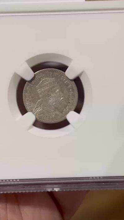 NGC-AU53 1889埃塞俄比亚右抬腿1G银币非常少见原味
