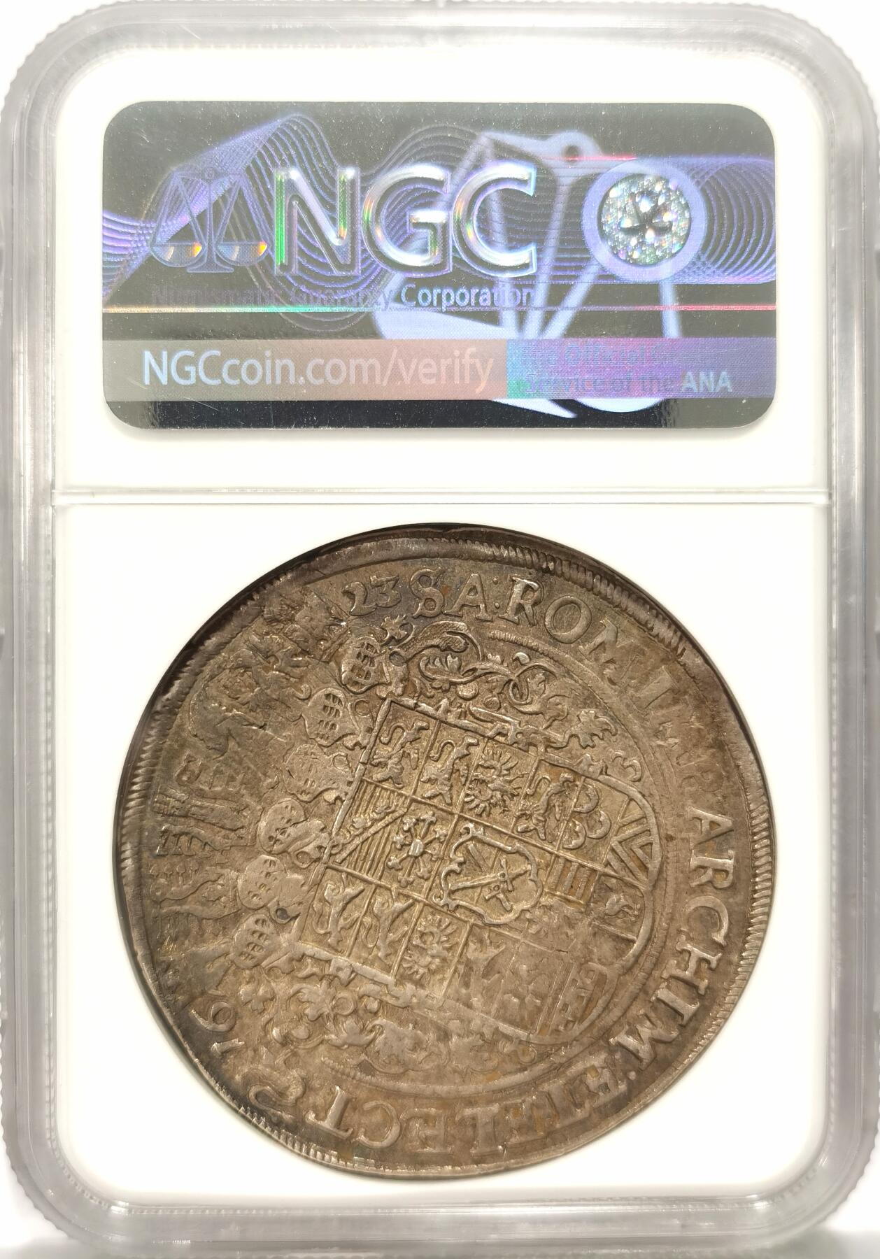 博洋堂世界钱币拍卖第086期（全场包邮） NGC AU53 神罗萨克森1623年帝选侯武士剑老泰勒 经典咖啡包浆