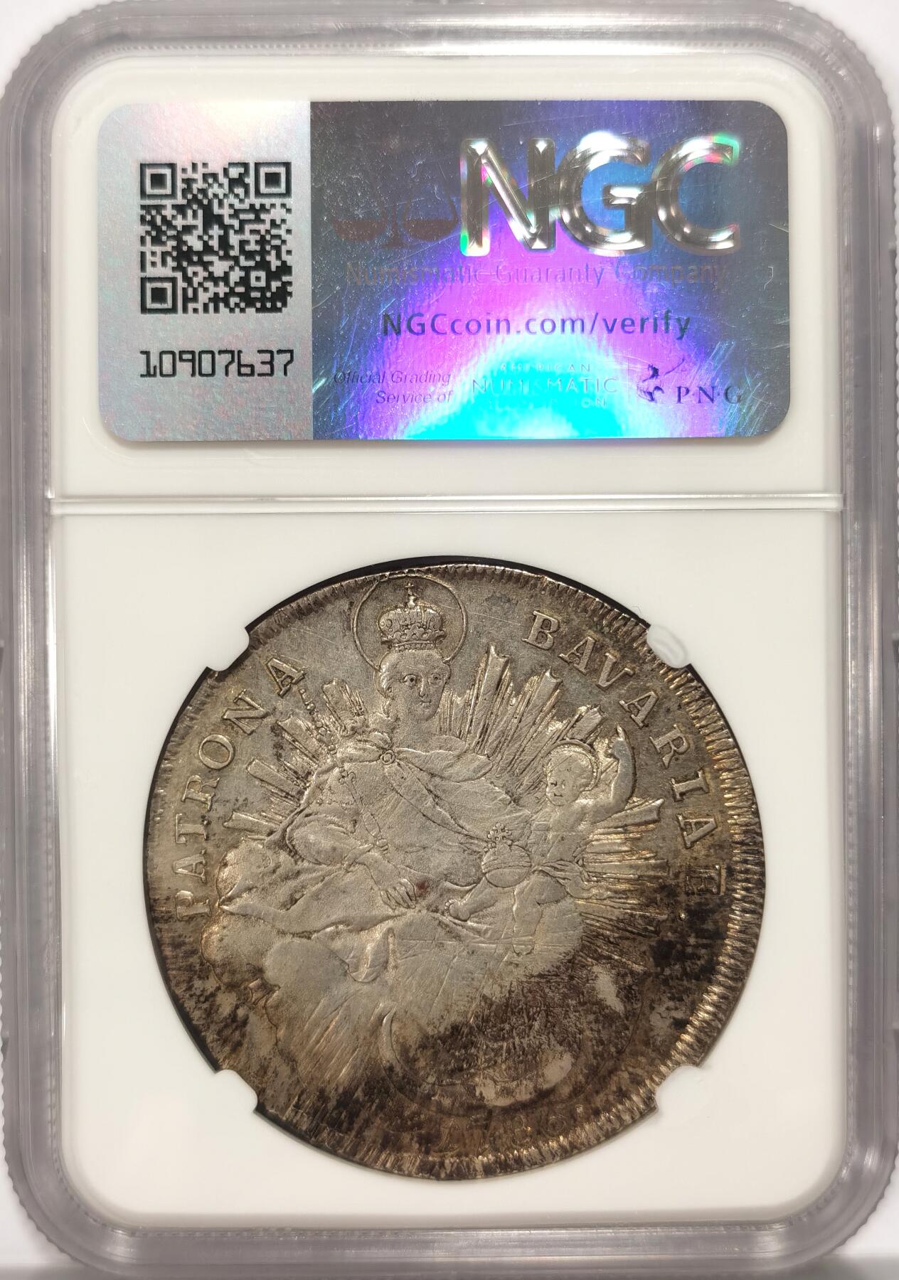 博洋堂世界钱币拍卖第086期（全场包邮） NGC AU58 德国巴伐利亚1786年卡尔特奥多尔 圣母抱婴泰勒大银