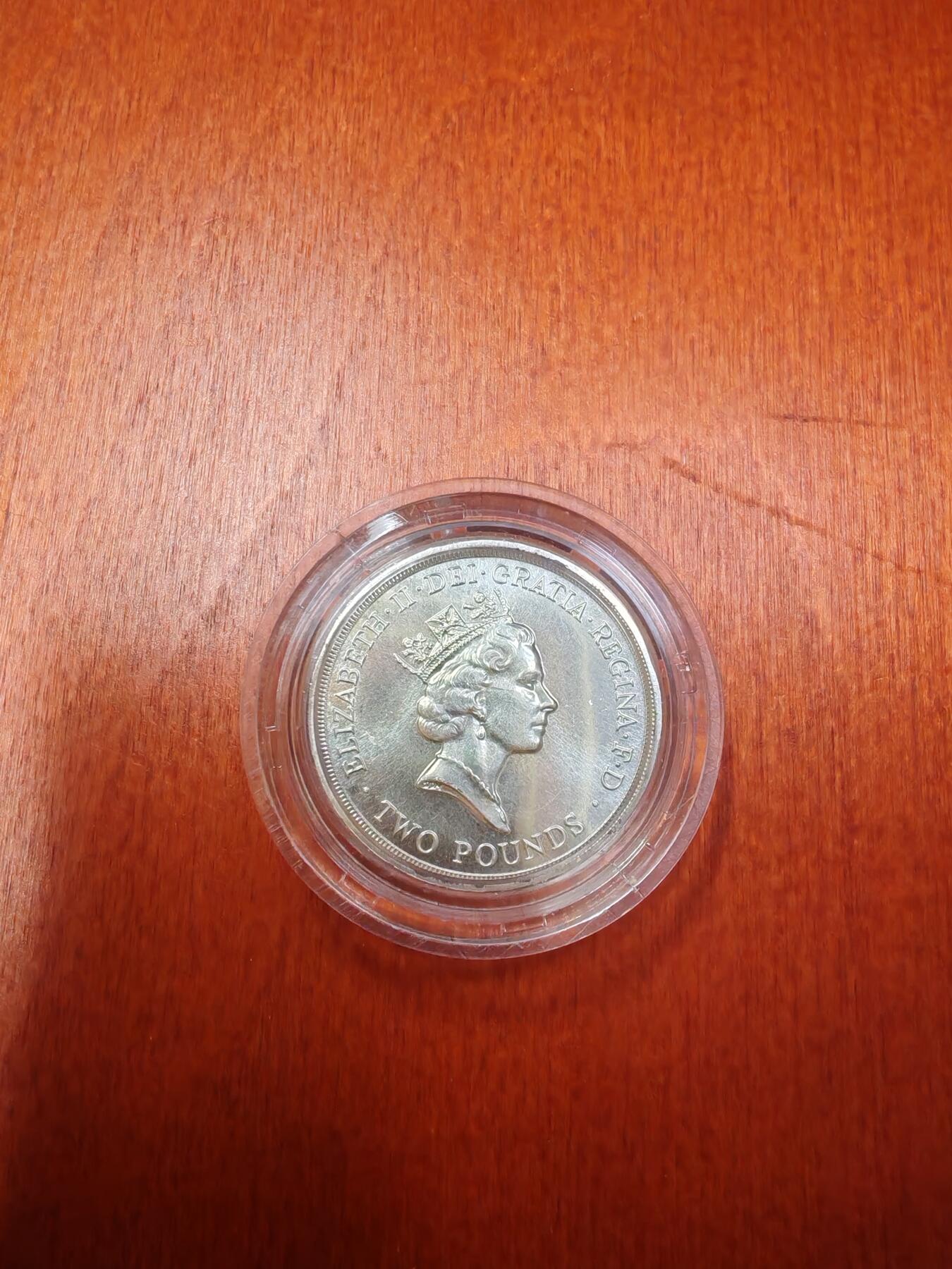 长老汇龙年精选第十六场拍卖 1986英国苏格兰英联邦运动会2英镑银币，盒证全
