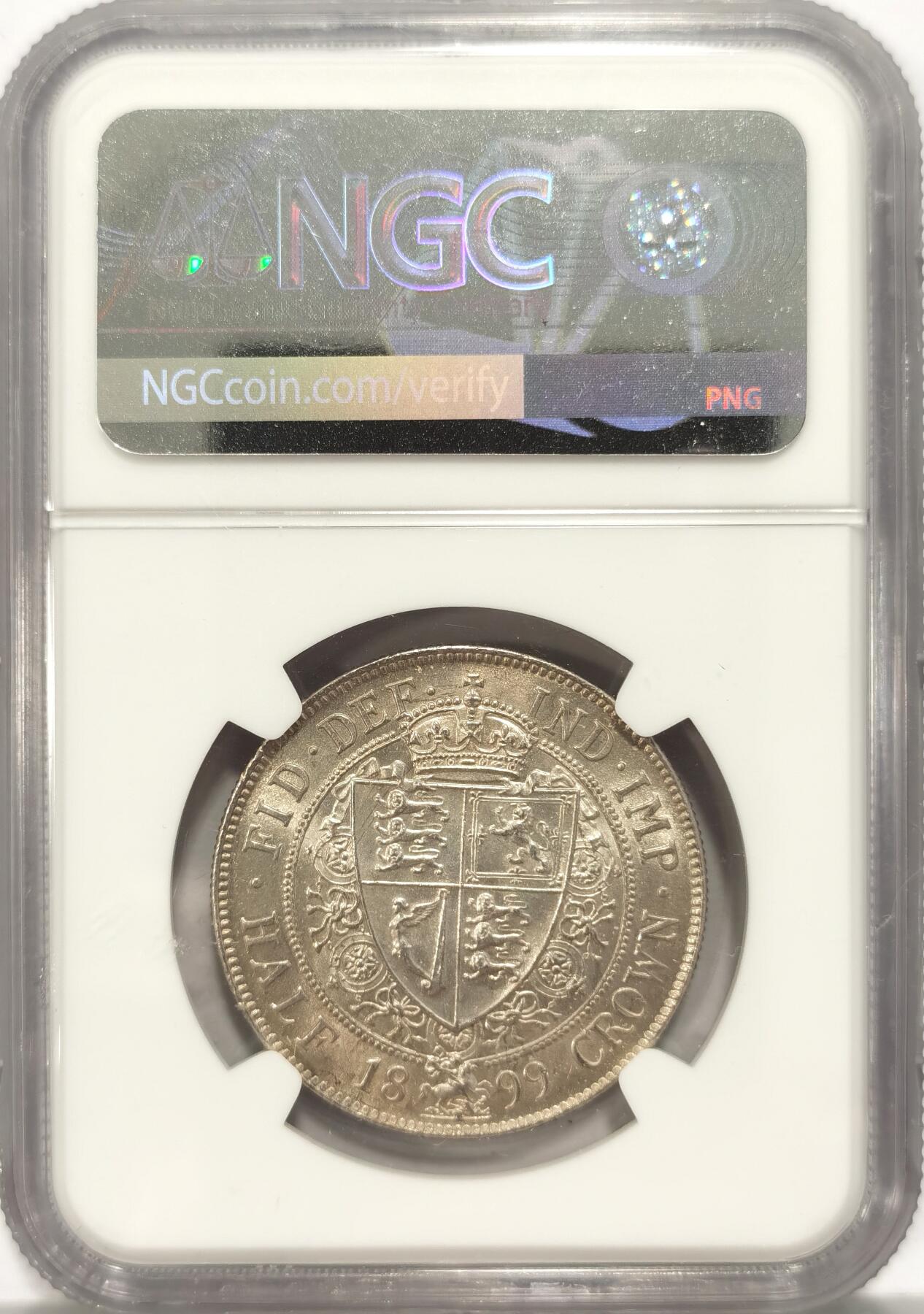 博洋堂世界钱币拍卖第086期（全场包邮） NGC MS61 英国1899年维多利亚披纱半克朗 原光好品