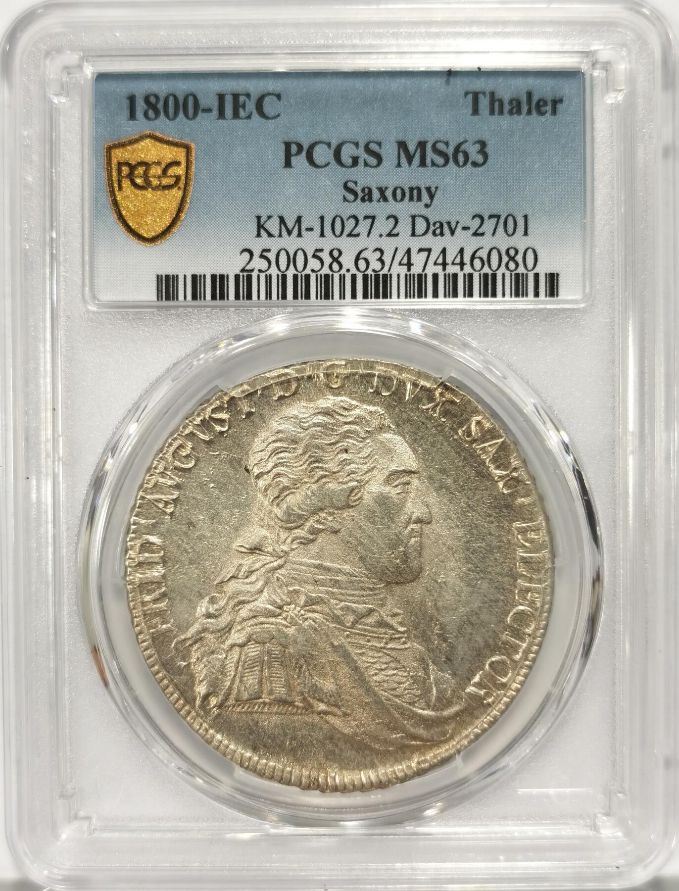 博洋堂世界钱币拍卖第086期（全场包邮） PCGS MS63 德国萨克森1800年弗里德里希帝选侯加冕泰勒 冠军分 唯一一枚 克劳斯目录MS60 700美刀