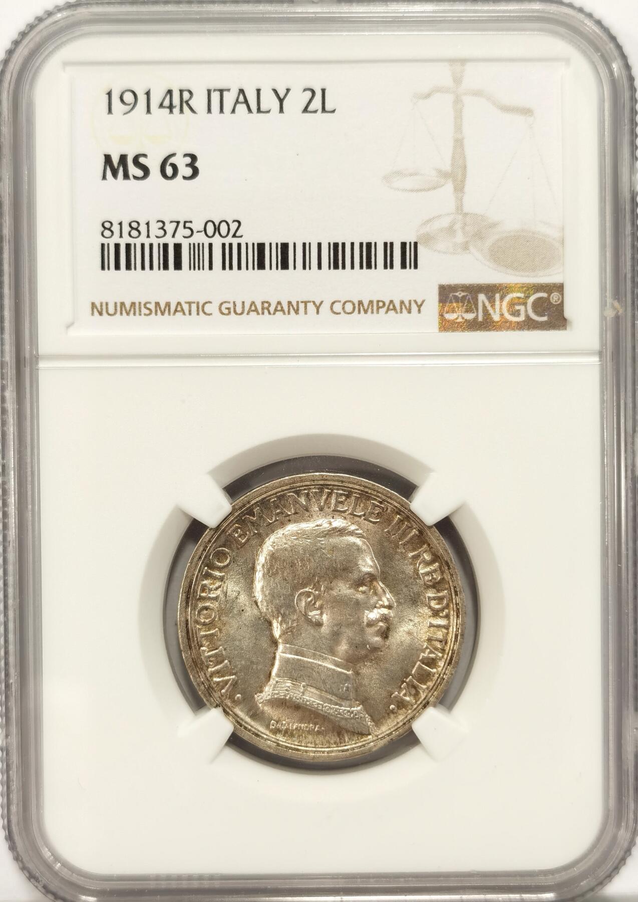 博洋堂世界钱币拍卖第086期（全场包邮） NGC MS63 意大利1914年四马拉车 经典品种原光好品