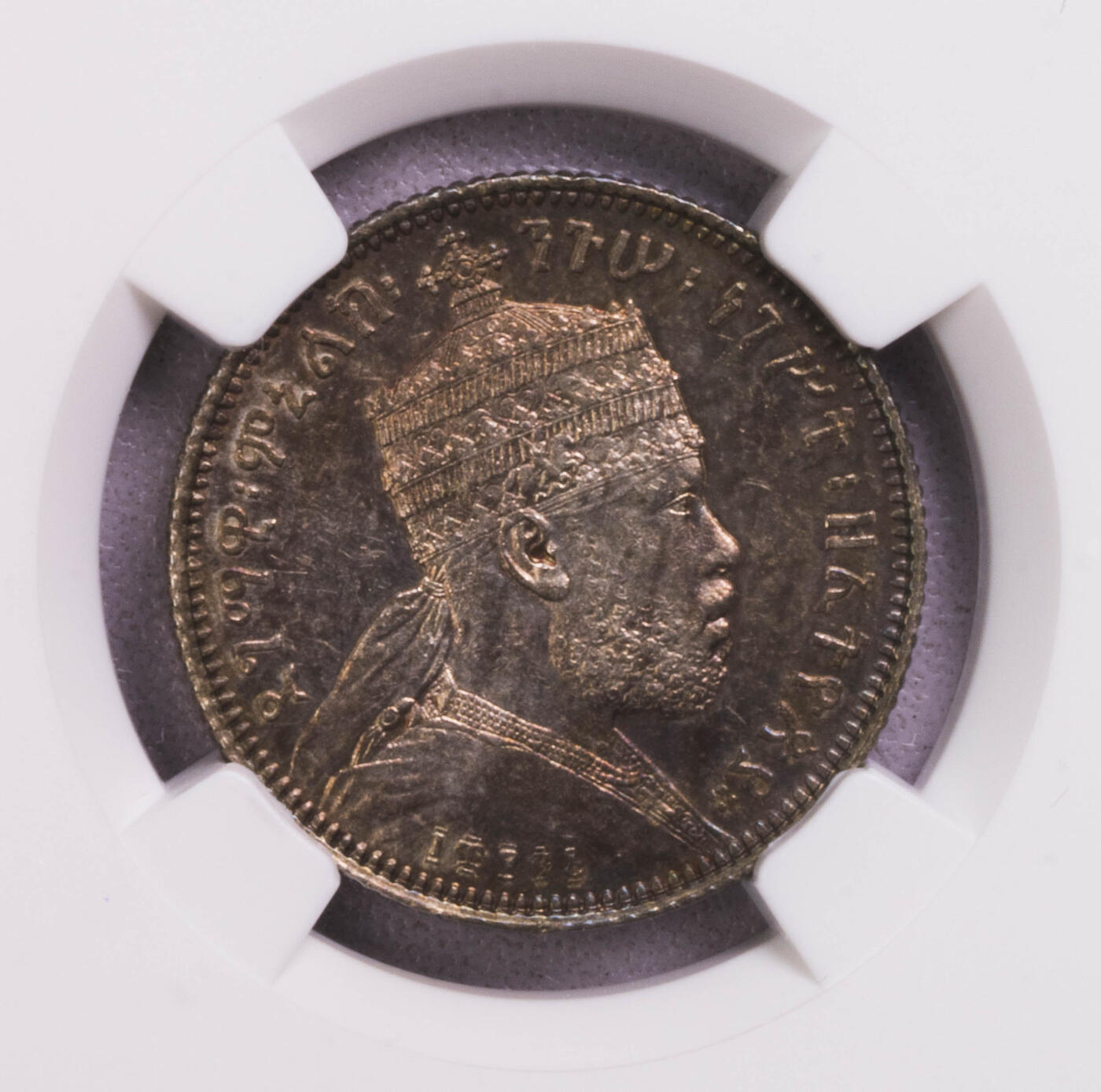 NGC-MS62/63 1887-1895埃塞俄比亚左抬腿狮子银币三枚套