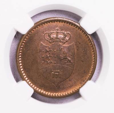 NGC-MS64BN 1813丹麦12SK铜币 亚军铜光 完美品 - NGC-MS64BN 1813丹麦12SK铜币 亚军铜光 完美品