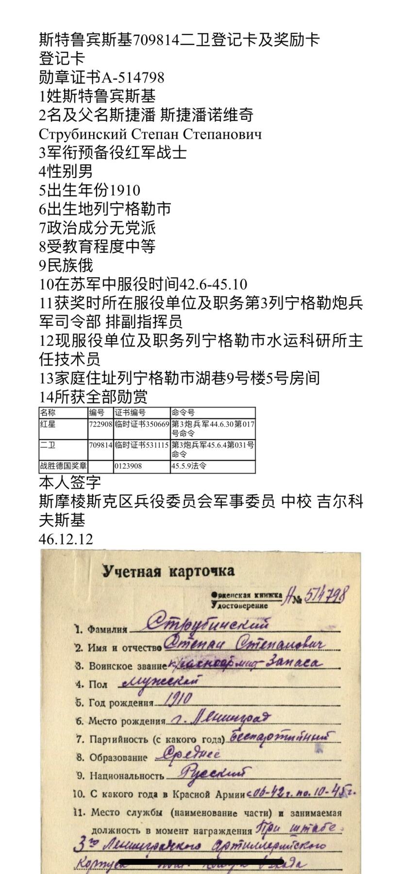 大猫徽章拍卖 第252期 苏联43二卫1⃣️ 档案齐全