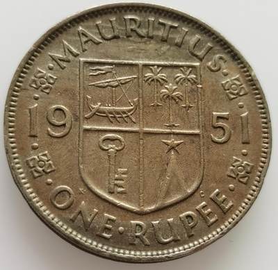 外国钱币散币场20240803（中拍皆有赠品），每周两拍，可寄存，周日统一发货 - 少见毛里求斯1951年大卢比