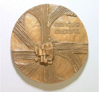 法国1969年杜邦银行成立150周年高浮雕精制超大铜章 63MM 142克 - 法国1969年杜邦银行成立150周年高浮雕精制超大铜章 63MM 142克