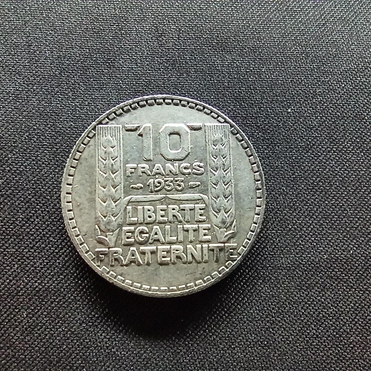 邮泉阁限时拍卖第十三场 各国硬币专场（注意看介绍，硬币在国外谨慎参拍） 法国1933年10法郎0.680银币10克