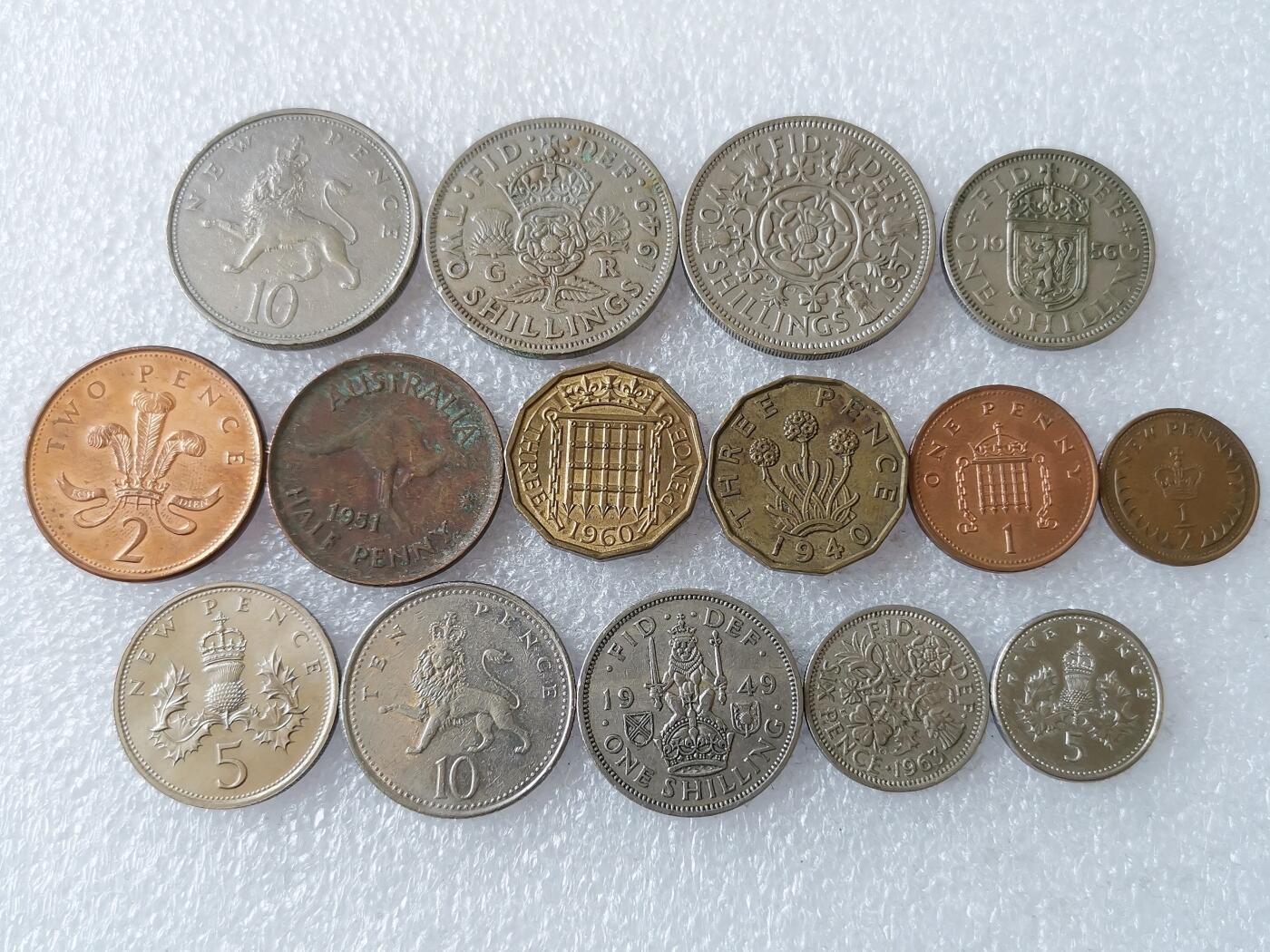 第一海外回流一元起拍收藏 散币专场 第106期 英国硬币 15枚 无重复